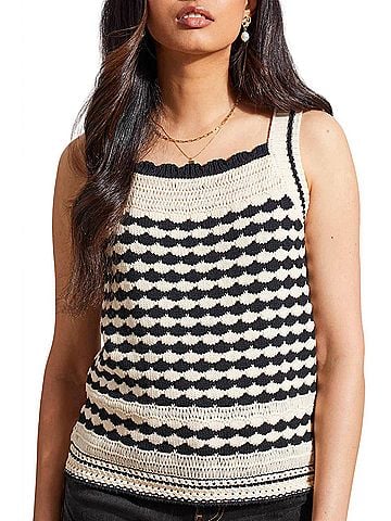 Tribal Wide Strap Crochet Sweater in Ecru (view 2)