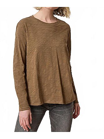 Lilla P Long Sleeve Boyfriend Tee in Truffle (view 2)
