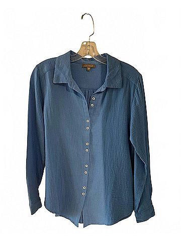 Lilla P Women's Button-Up Blouse in Blue (view 2)