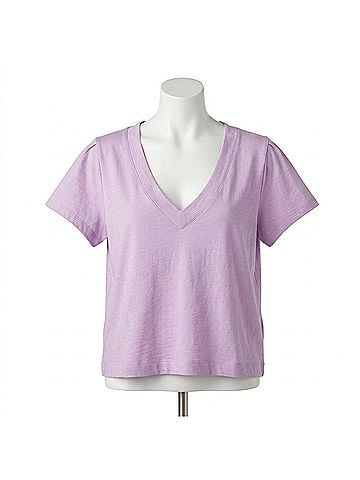 Lilla P Women's V-Neck Tee in Purple (view 1)