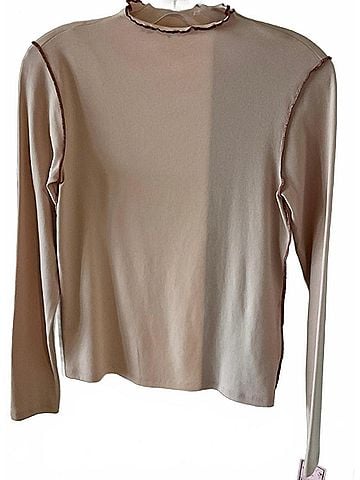 Lilla P Women's Ruffled Neck Top in Brown (view 2)