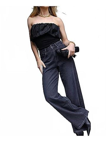 Ganni Melange Knit Strapless Top in Black (view 2)