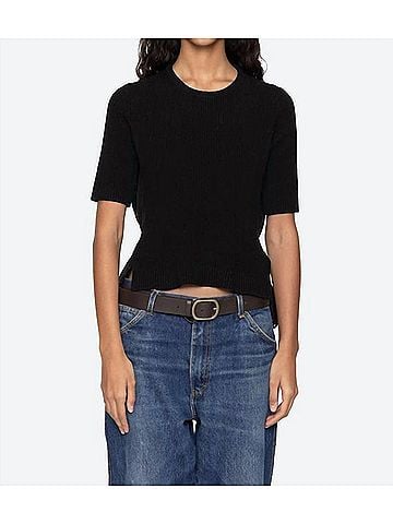 Sea New York Shanna Lace Short Sleeve Pull Over Top in Black (view 2)
