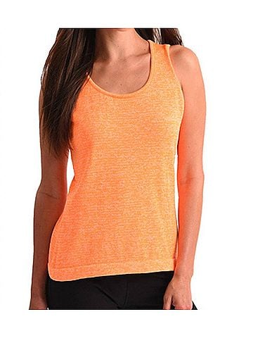 Angel Heathered Bra-Friendly Tank Top in Orange (view 2)