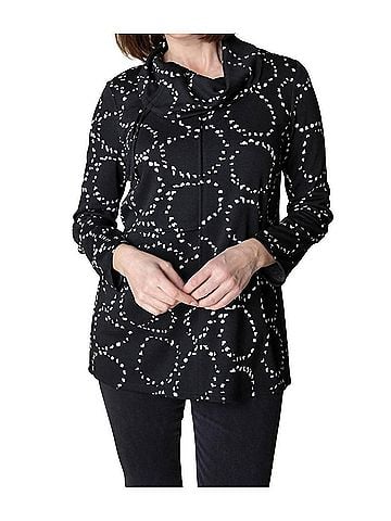 Habitat Circle Knit Tie Neck Tunic in Black (view 2)