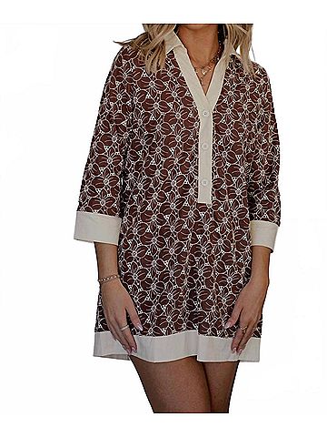 TCEC Holland Tunic Mini Dress in Brown (view 2)