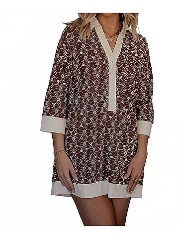 TCEC Holland Tunic Mini Dress in Brown (view 2)