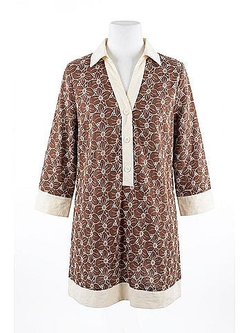 TCEC Holland Tunic Mini Dress in Brown (view 1)