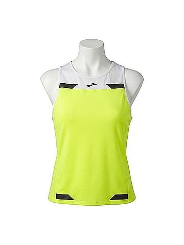Brooks Women's Run Visible Back-To-Front Tank Top in White/Nightlife (view 1)