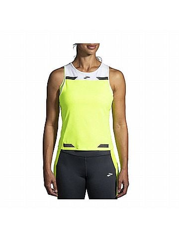 Brooks Women's Run Visible Back-To-Front Tank Top in White/Nightlife (view 2)