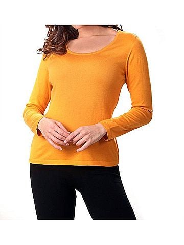 Angel Long Sleeve Scoop Neck Top in Mustard (view 2)