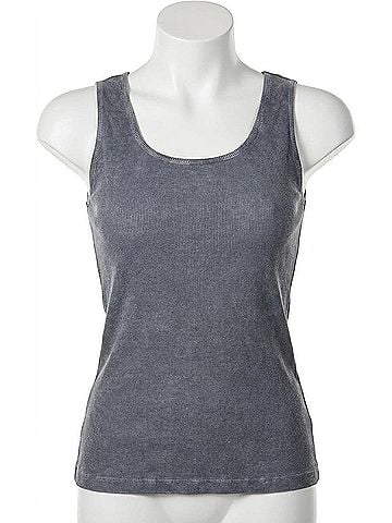Angel Oil-Washed Bra-Friendly Tank Top in Gray (view 1)