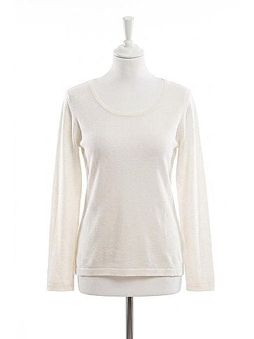 Angel Long Sleeve Scoop Neck Top in Ivory (view 1)