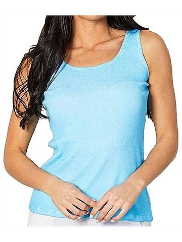 Angel Oil-Washed Bra-Friendly Tank Top in Sky Blue (view 2)