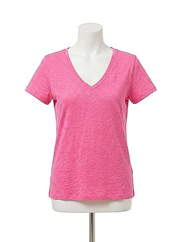 Lilla P Short Sleeve Back Seam V Neck Tee in Rosebud (view 1)