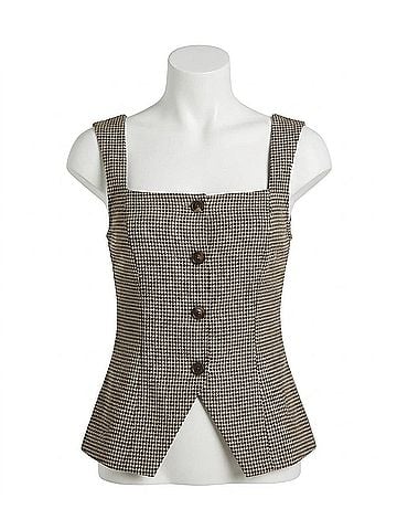 French Connection Houndstooth Wool Sleeveless Top in Brown Multi (view 1)