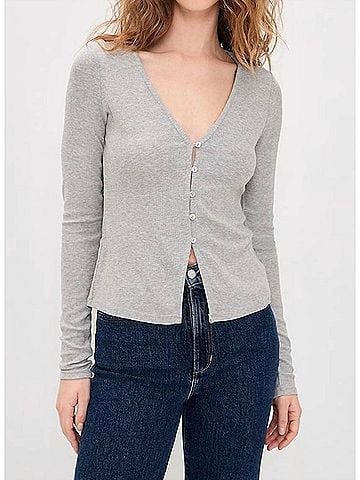 Favorite Daughter Good Luck Long Sleeve Top in Grey (view 2)