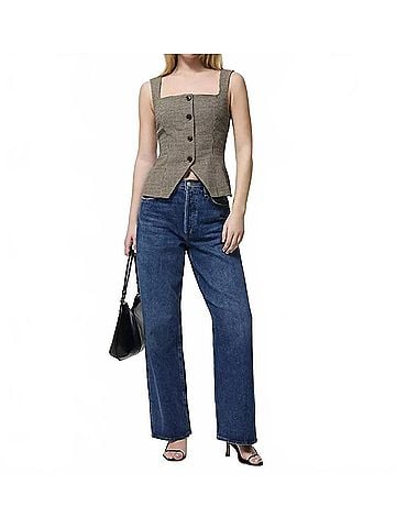 French Connection Houndstooth Wool Sleeveless Top in Brown Multi (view 2)