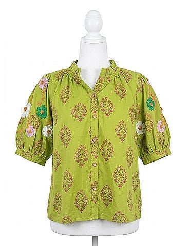 Layers Clothing Margo Oh My Stars Top in Green (view 1)