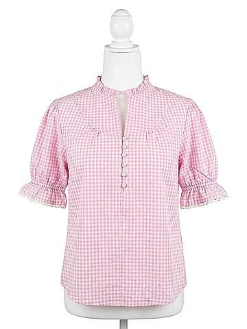 Layers Clothing Lauren Short Sleeve Top in Pink Gingham (view 1)