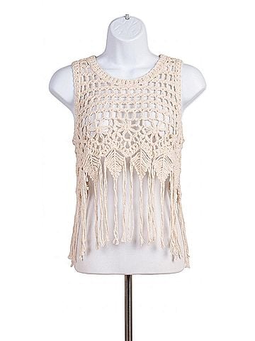 GiGi Moda Nikki Crochet Tank in Beige (view 1)