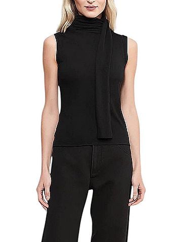 Enza Costa Cashmere Blend Sleeveless Scarf Top in Black (view 2)