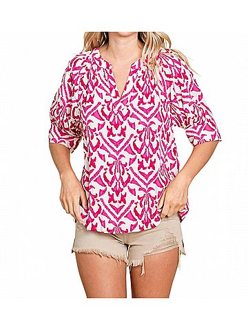 Jodifl Half Raglan Sleeve Top in Fuchsia &amp; White (view 2)