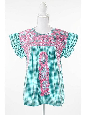 Layers Clothing Beck Embroidered Top in Blue (view 1)