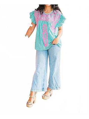 Layers Clothing Beck Embroidered Top in Blue (view 2)
