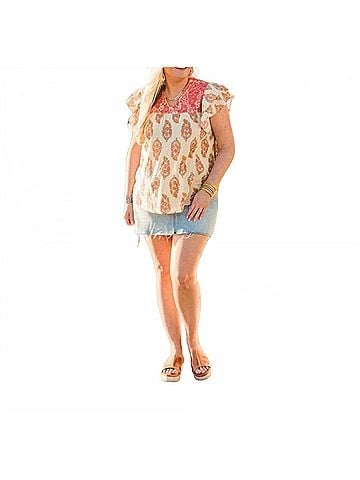 Layers Clothing Alura Cap Sleeve Top in Cream (view 2)