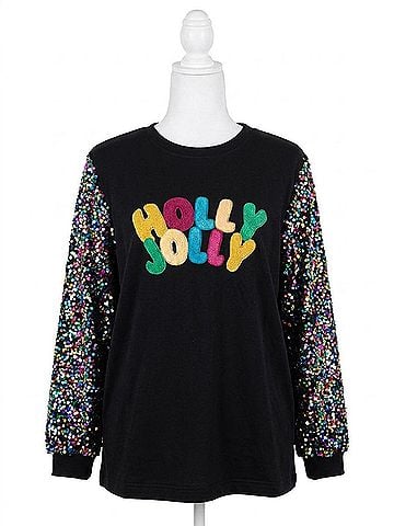 Layers Clothing Holly Jolly Top in Black (view 1)