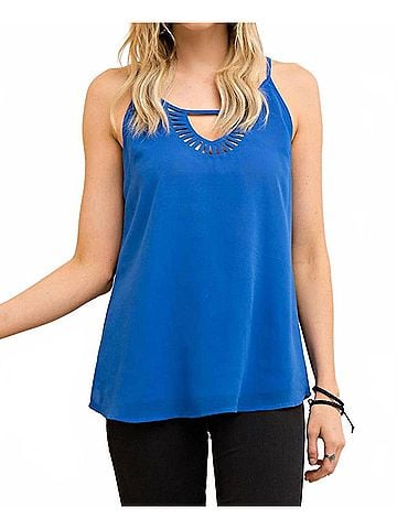Entro Sleeveless Camisole Top in Royal Blue (view 2)
