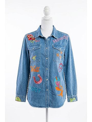 Layers Clothing Sloan Long Sleeve Top in Denim (view 1)