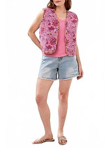 Tribal Reversible Combo Print Vest in Rosesilk (view 2)