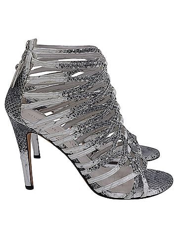 Stuart Weitzman Stuart Weitzman Loops Strappy Sandals in Grey Python-Embossed Leather (view 1)
