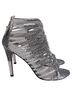 Stuart Weitzman 100% Leather Gray Stuart Weitzman Loops Strappy Sandals in Grey Python-Embossed Leather Size EU 37 1/2 - photo 1