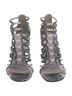 Stuart Weitzman 100% Leather Gray Stuart Weitzman Loops Strappy Sandals in Grey Python-Embossed Leather Size EU 37 1/2 - photo 2