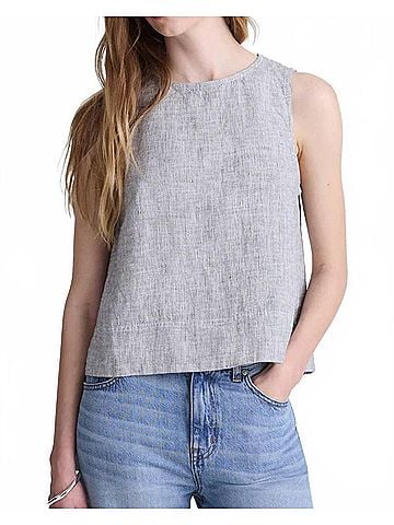 Habitat Linen Side Button Tank in Gull (view 2)
