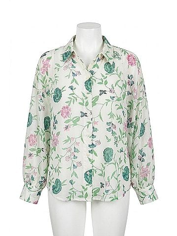 Entro Semi-Sheer Top in Ivory Floral (view 1)