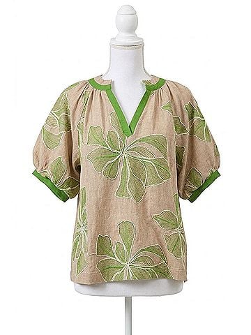 Umgee Alani V- Neck Top in Taupe (view 1)