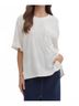 Entro White Wave Textured Short Sleeve Top in White Size S - photo 2
