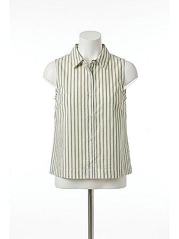 Lilla P Cotton Yarn-Dyed Poplin Sleeveless Shirt in Pool Stripe (view 1)