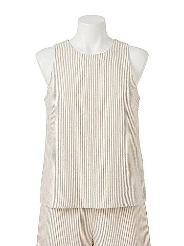 Nic + Zoe Pin Stripe Gauze Pop On Tank Top in Neutral Mix (view 1)