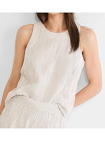 Nic + Zoe Pin Stripe Gauze Pop On Tank Top in Neutral Mix (view 2)