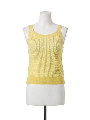 Lilla P Mini Cable Knit Tank Top in Lemon (view 1)