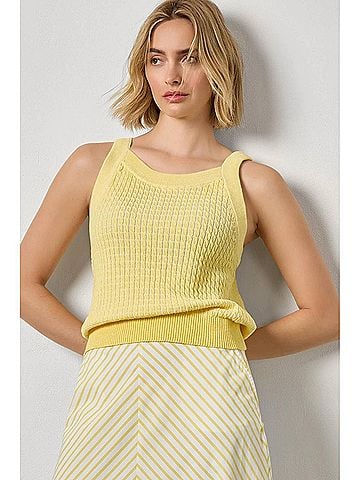 Lilla P Mini Cable Knit Tank Top in Lemon (view 2)