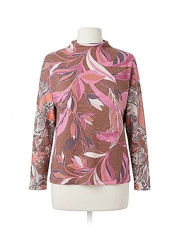 Tribal Denise Drop Shoulder Funnel Neck Top in Marsala (view 1)