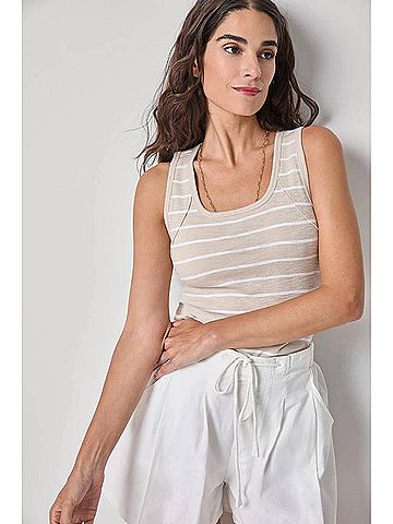 Lilla P Wide Sleeveless Tank in Bamboo Stripe (view 2)