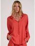Elan Solid Red Collard Button Down Top in Red Size S - photo 2
