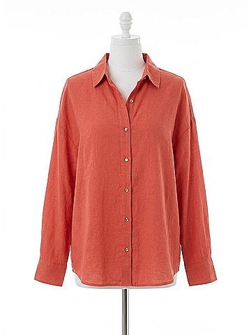 Elan Collard Button Down Top in Red (view 1)